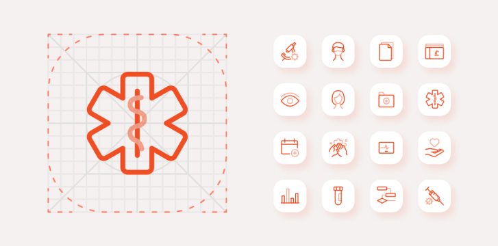 Customisable healthcare icons set